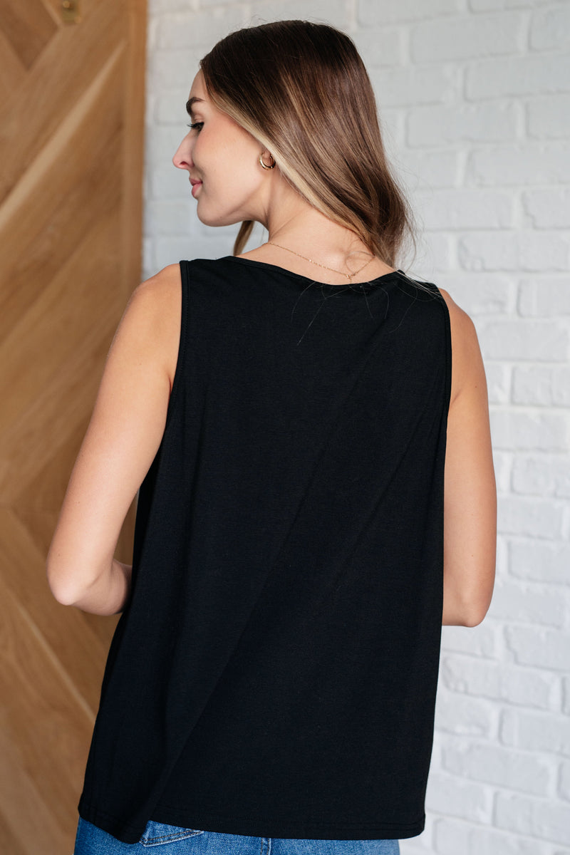 Not So Anxious V-Neck Tank in Black