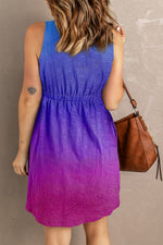 Buttoned Round Neck Sleeveless Mini Magic Dress